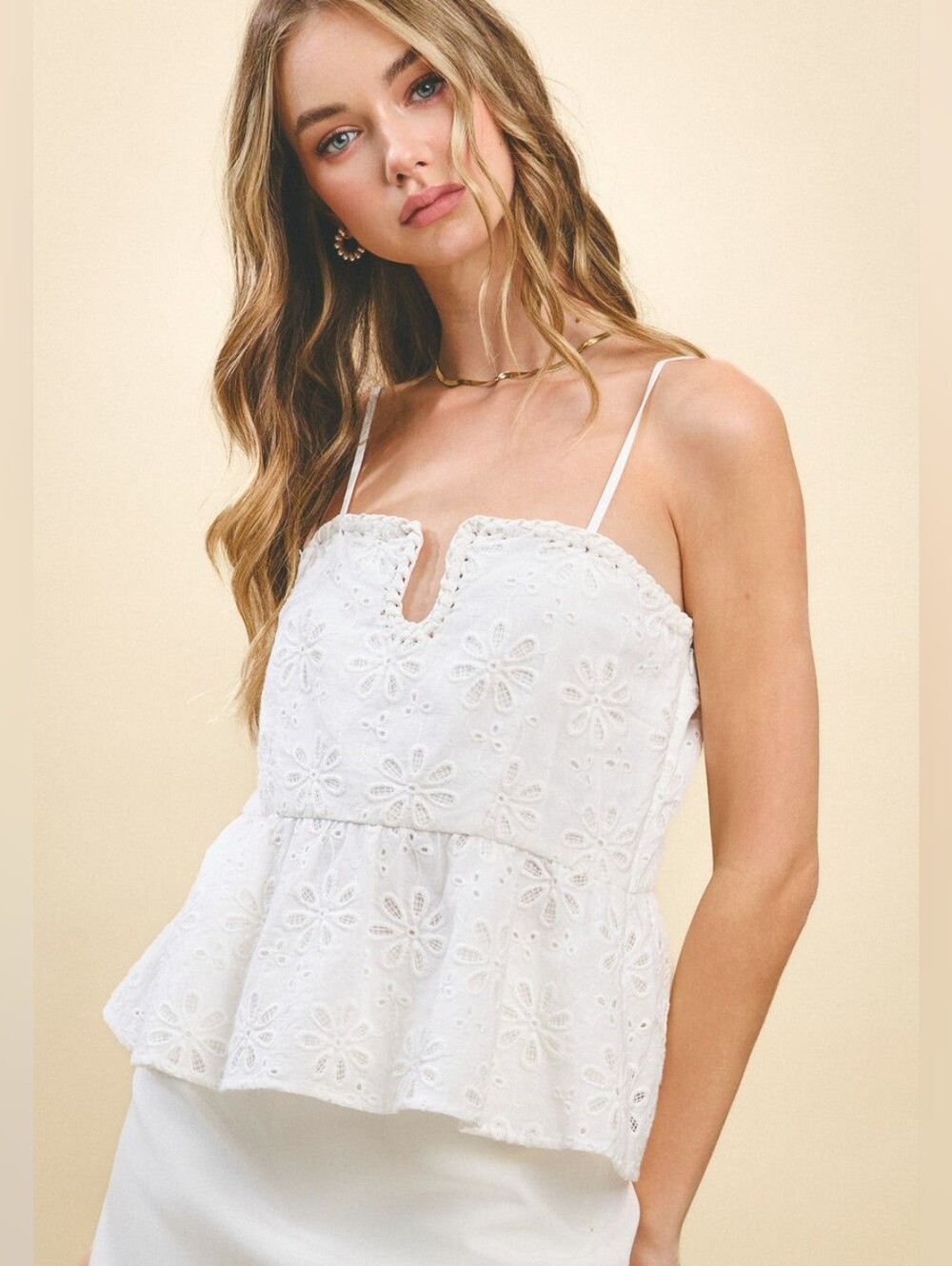 TCEC Anthropologie Eyelette Peplum Tank Top - NWT